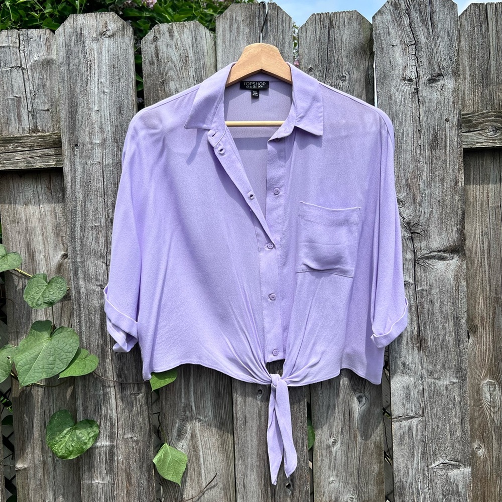 Topshop tie bottom blouse
